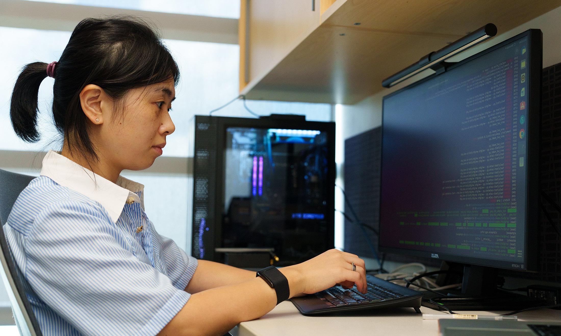 A student working at a computer