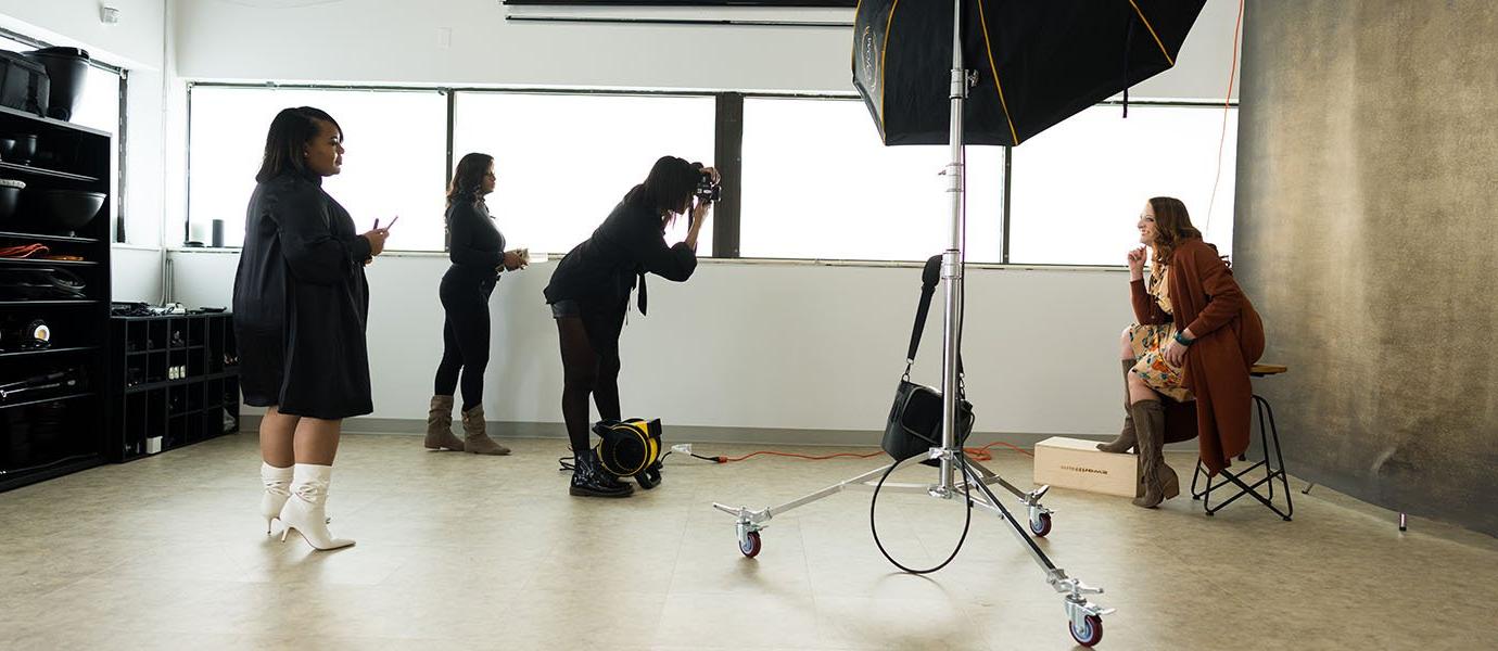 Women at a photo shoot