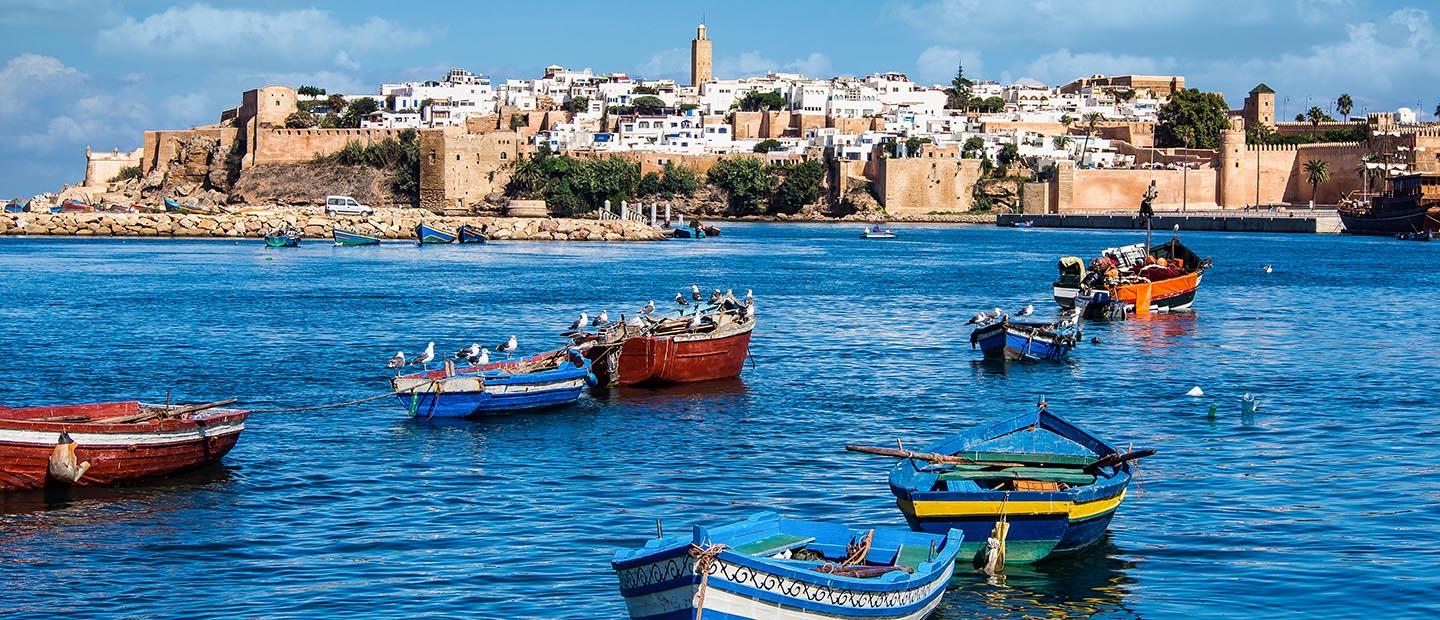 Image of Morroco taken from the water on a boat